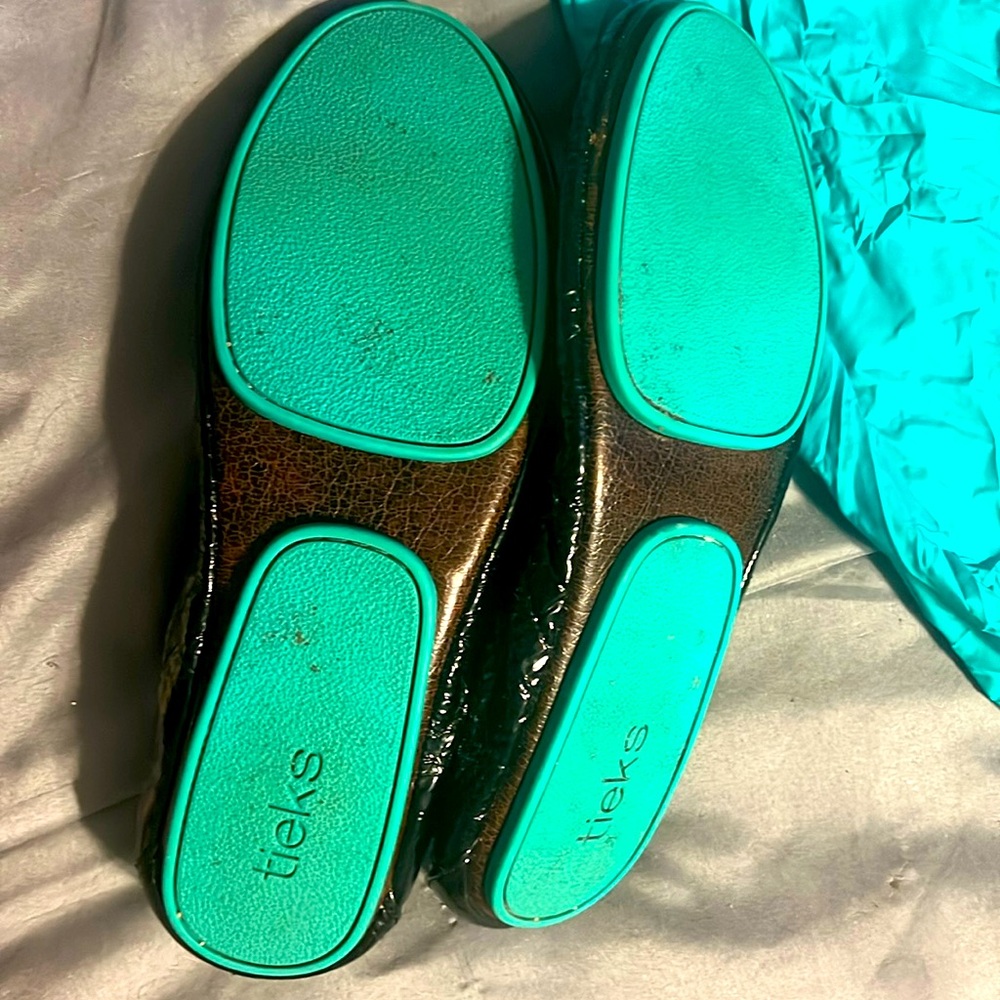 Tieks Women's Obsidian Black Croc Embossed Leather Ballet Flats Women's Size 10